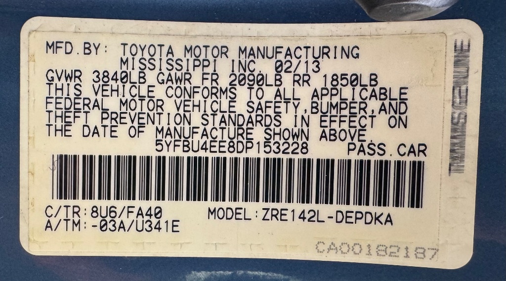 2013 Toyota Corolla - $8,795