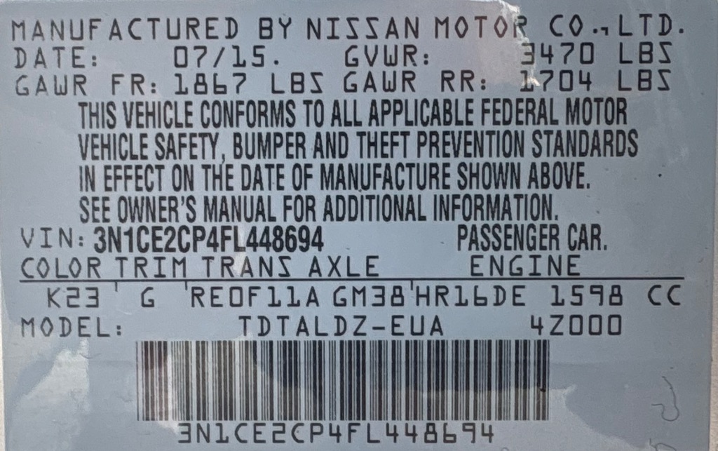 2015 Nissan Versa - $7,495