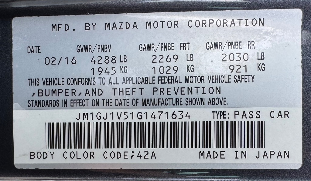 2016 MAZDA MAZDA6 - $10,795