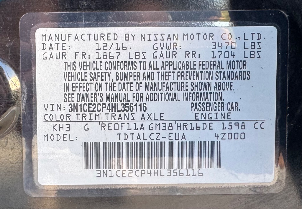 2017 Nissan Versa - $7,695