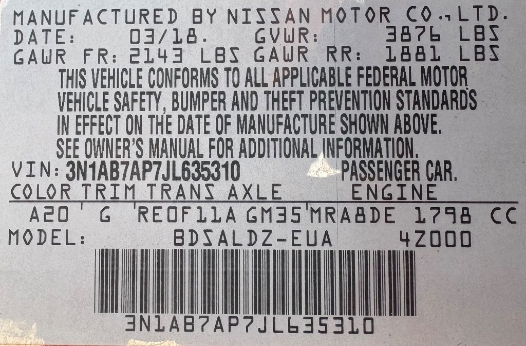 2018 Nissan Sentra - $6,995