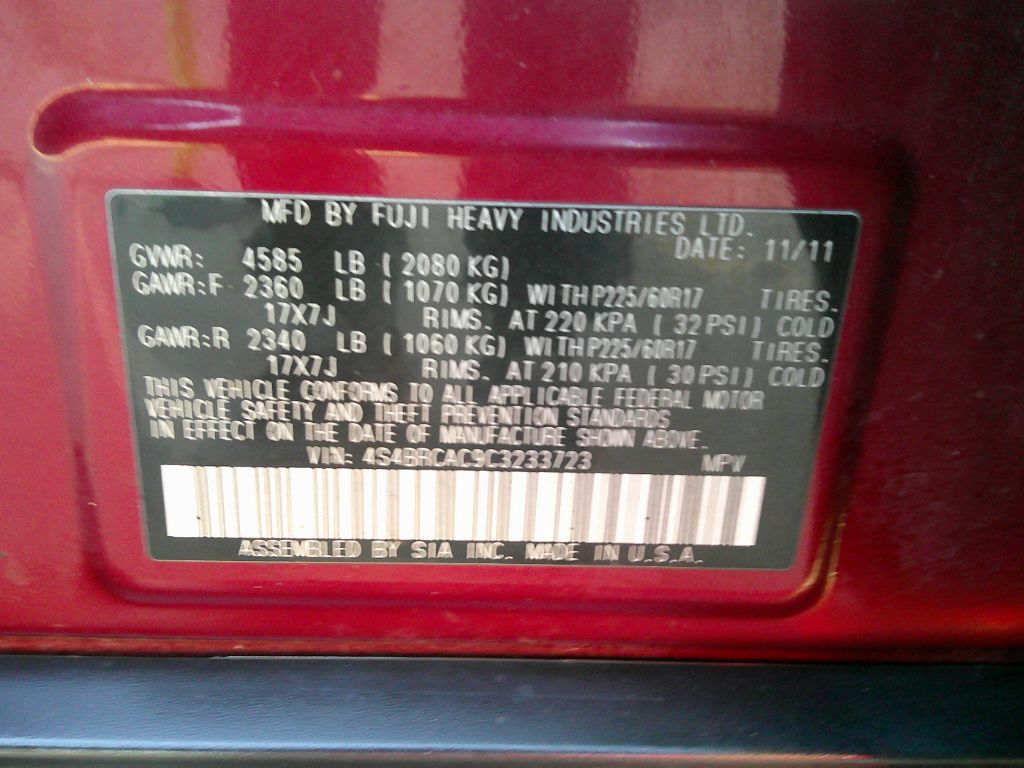 2012 Subaru Outback 2.5i photo
