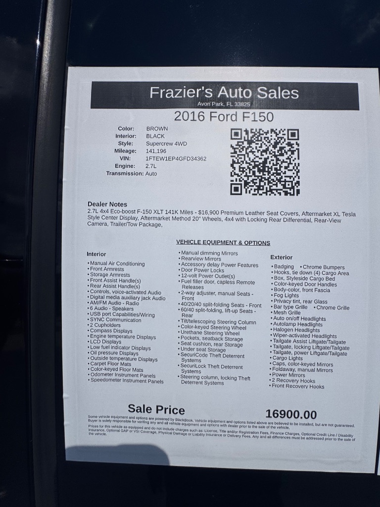 2016 Ford F-150 - $16,900
