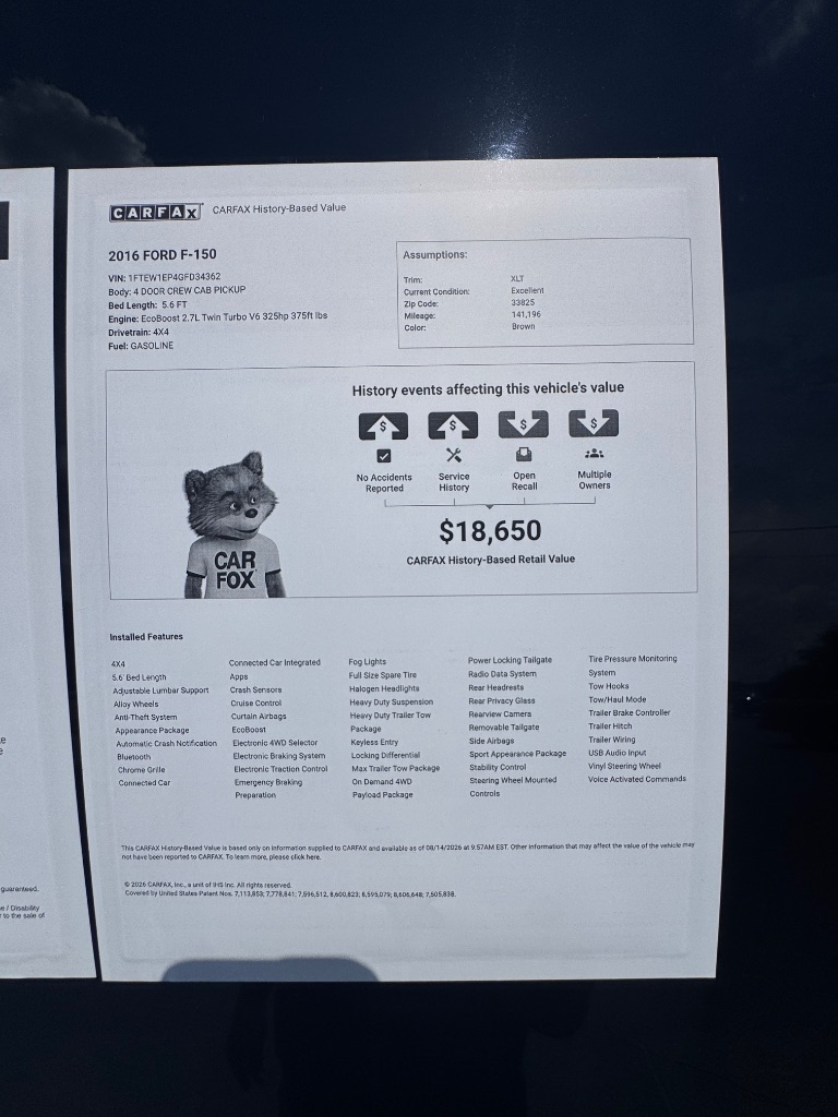 2016 Ford F-150 - $16,900