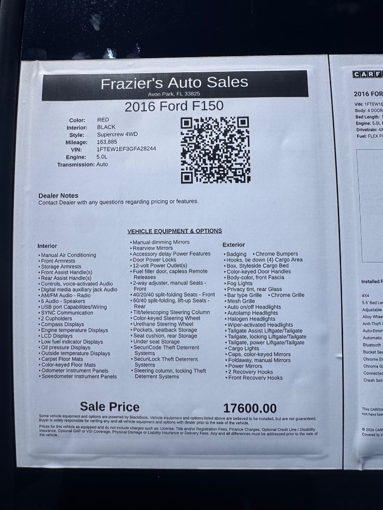 2016 Ford F-150 - $17,600