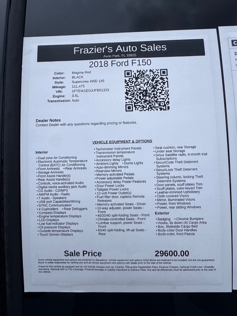 2018 Ford F-150 - $29,600