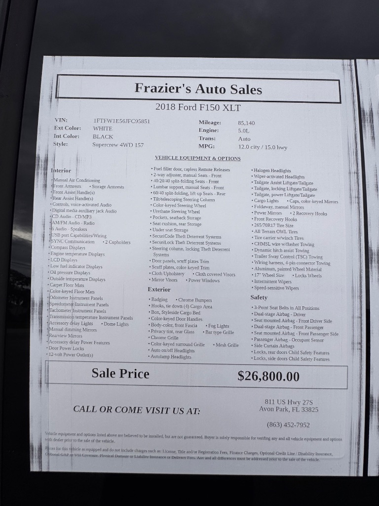 2018 Ford F-150 - $26,800