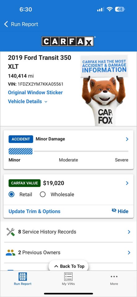 2019 Ford Transit - $18,500