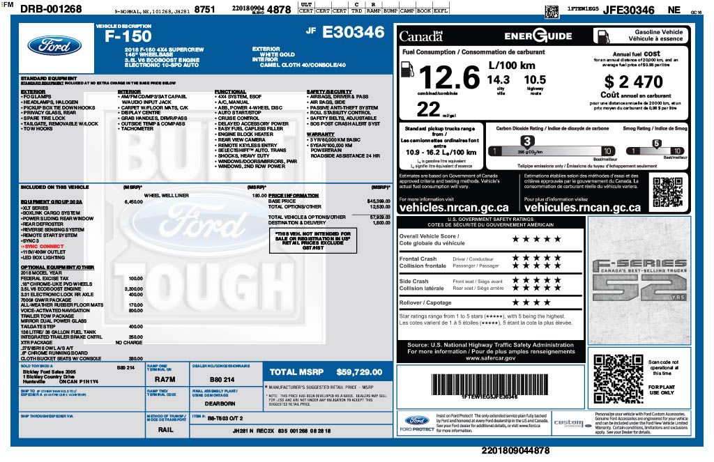 2018 Ford F-150 - $23,865