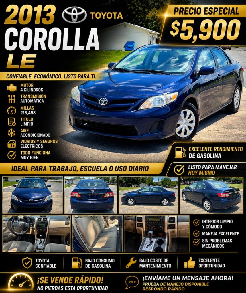 2013 Toyota Corolla - $5,900