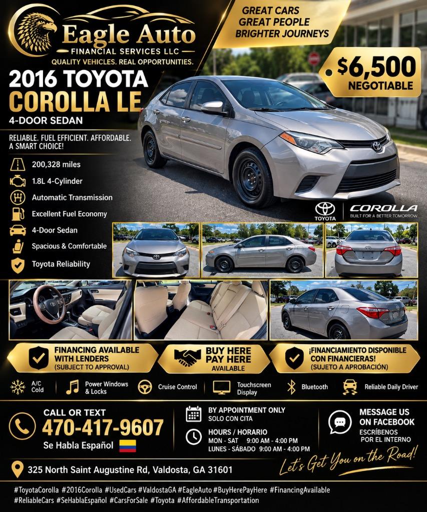 2016 Toyota Corolla - $6,500