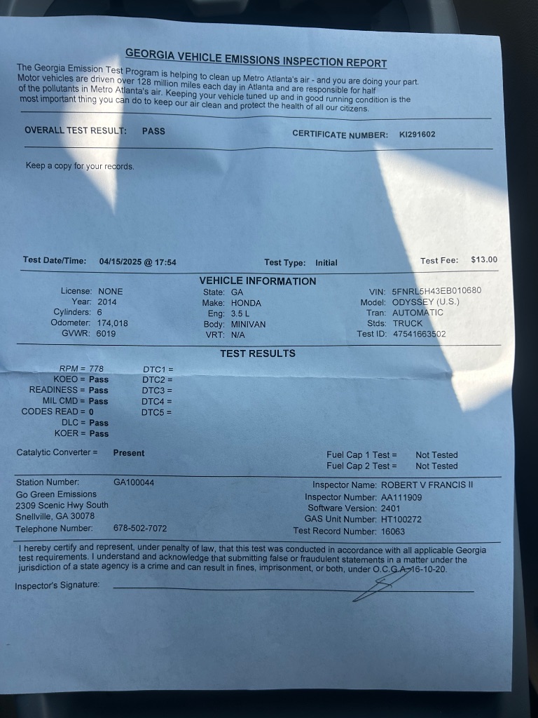 2014 Honda Odyssey EX photo