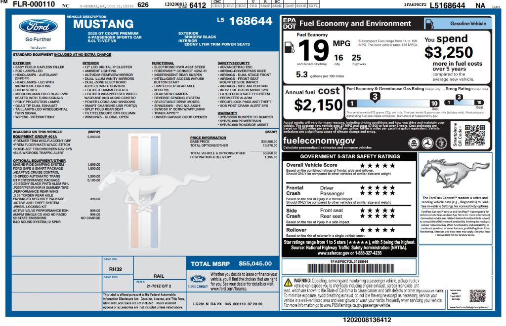 2020 Ford Mustang - $42,741