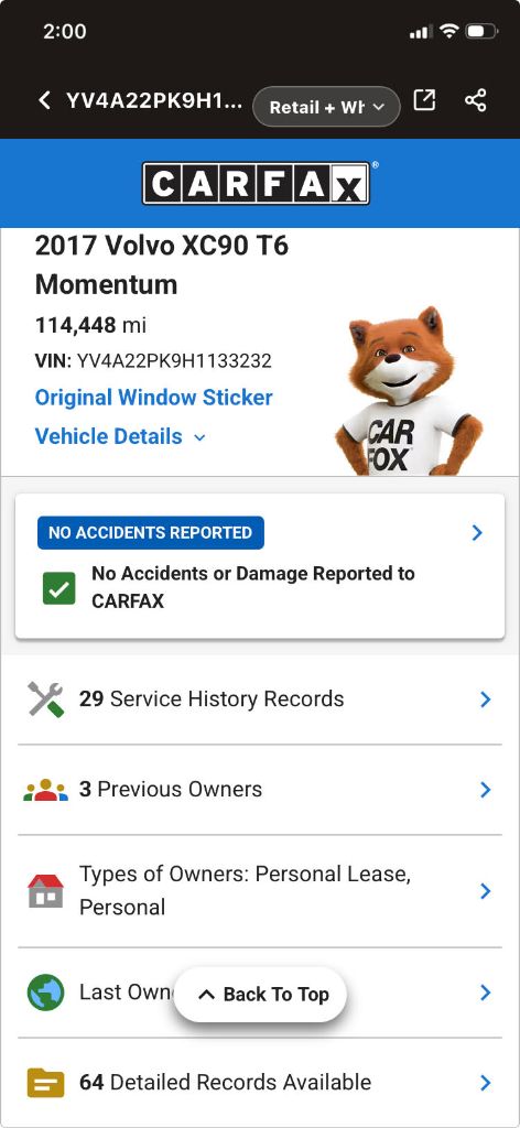 2017 Volvo XC90 - $14,000