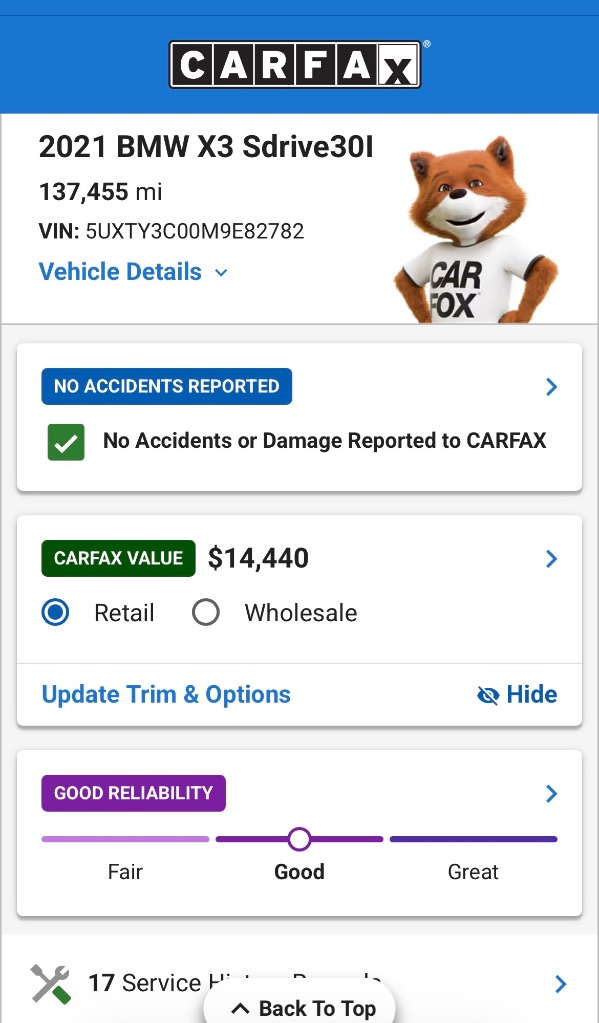 2021 BMW X3 - $13,500