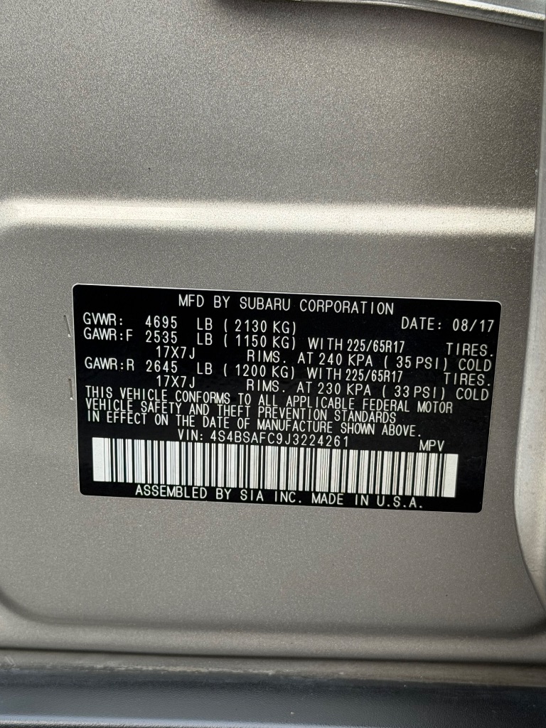 2018 Subaru Outback - $10,850