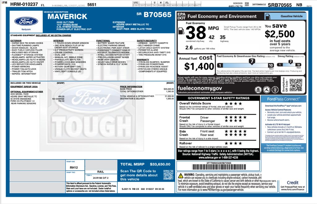 2025 Ford Maverick - $29,000