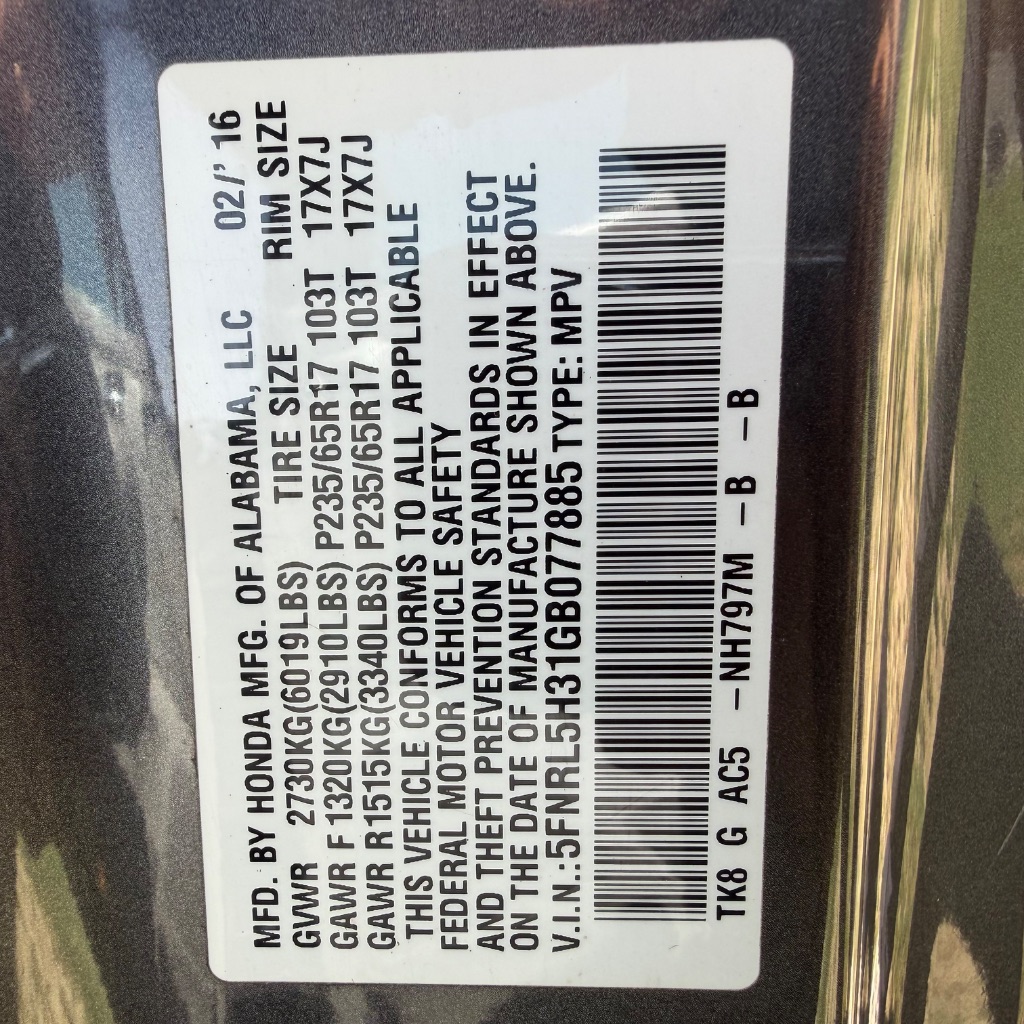 2016 Honda Odyssey - $9,991