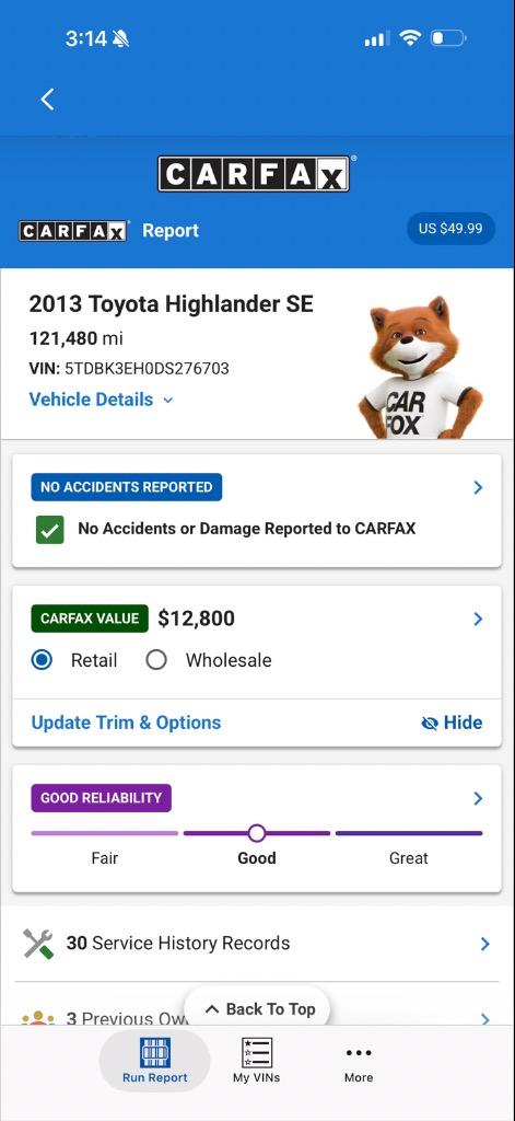 2013 Toyota Highlander - $11,997